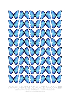 Borboleta Azul em Tecido - 40 unidades