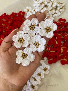 Flor de Crochê Branca - Par