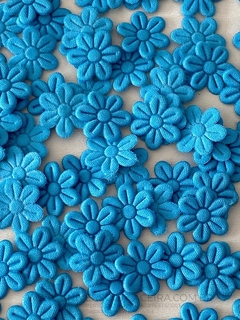 Flor de Tecido Azul Turquesa 1cm - 50 Unidades