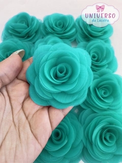 Flor de Voil Verde Tiffany - Elegância em 3 Opções de Tamanhos