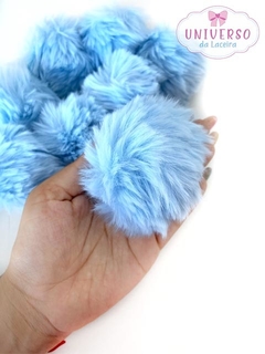 POMPOM DE PELUCIA 7CM AZUL BEBE