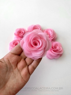 Flor de Voil Rosa Balé - Elegância em 3 Opções de Tamanhos