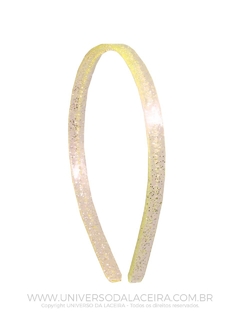 Tiara de Glitter Amarelo com Dente 10mm - Em Plástico - Unidade