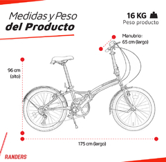 Imagen de Bicicleta Electrica Plegable Rodado 20