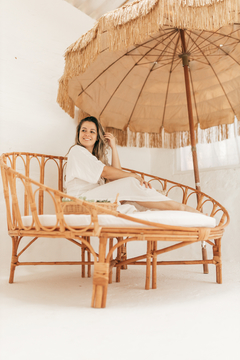 Chaise/ Daybed em fibra natural com estofado - loja online