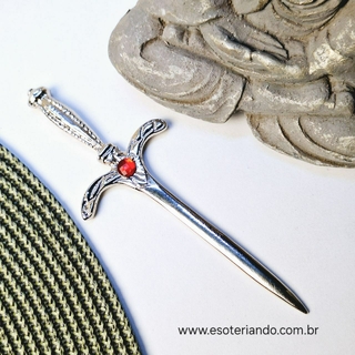 Punhal Athame de ferro 14cm com stras vermelho