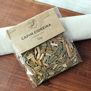 Capim cidreira erva para banho, 10g, fundo madeira e algodão cru