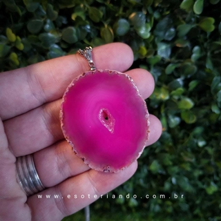 Colar chapa de Ágata Rosa - Amor e Atração