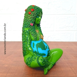 Estátua Mãe Terra Verde- Deusa Gaia em resina