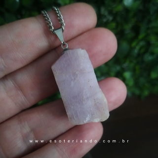 Colar Kunzita rosa bruta - A pedra de Kuan Yin