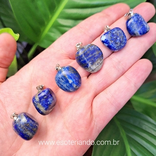 Pingente pedra Lápis Lazuli rolada- inteligência e sabedoria