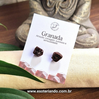 Brincos de pedra natural - Granada pedra da paixão