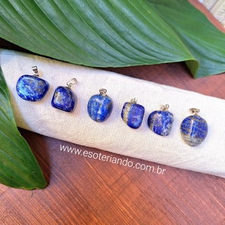 Pingente pedra Lápis Lazuli rolada- inteligência e sabedoria