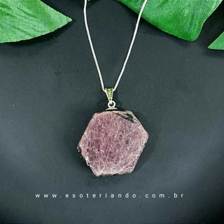 Colar Rubi Hexagonal em prata 925 - PEÇA UNICA