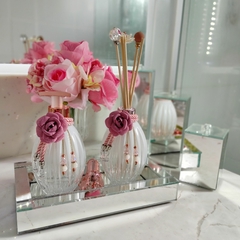 Kit lavabo cacau branco e rosa 8 peças