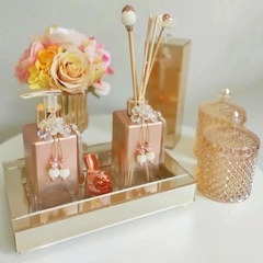 Kit square rose e dourado - 8 peças