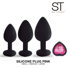 kit plug silicona strap corazón rosa