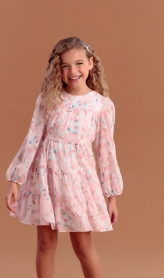 Vestido manga longa Borboletas Petit Cherie