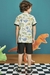 Conjunto camiseta estampada dinossauro e bermuda em sarja Lucboo na internet