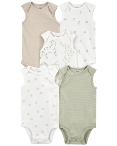 Carters pack x 5 bodys musculosa neutral