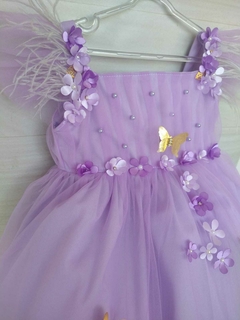 Vestido Jardim Encantado Lavanda e acessorio de cabelo