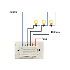 Interruptor Wi-Fi 4x4 - 3 Botões Branco - Outmat
