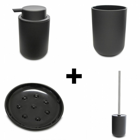 Accesorios De Baño Juego Set Kit X 4 Piezas Acrilico NEGRO