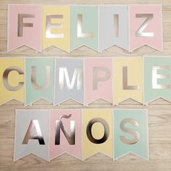 BANDERIN FELIZ CUMPLE COLORES PASTEL