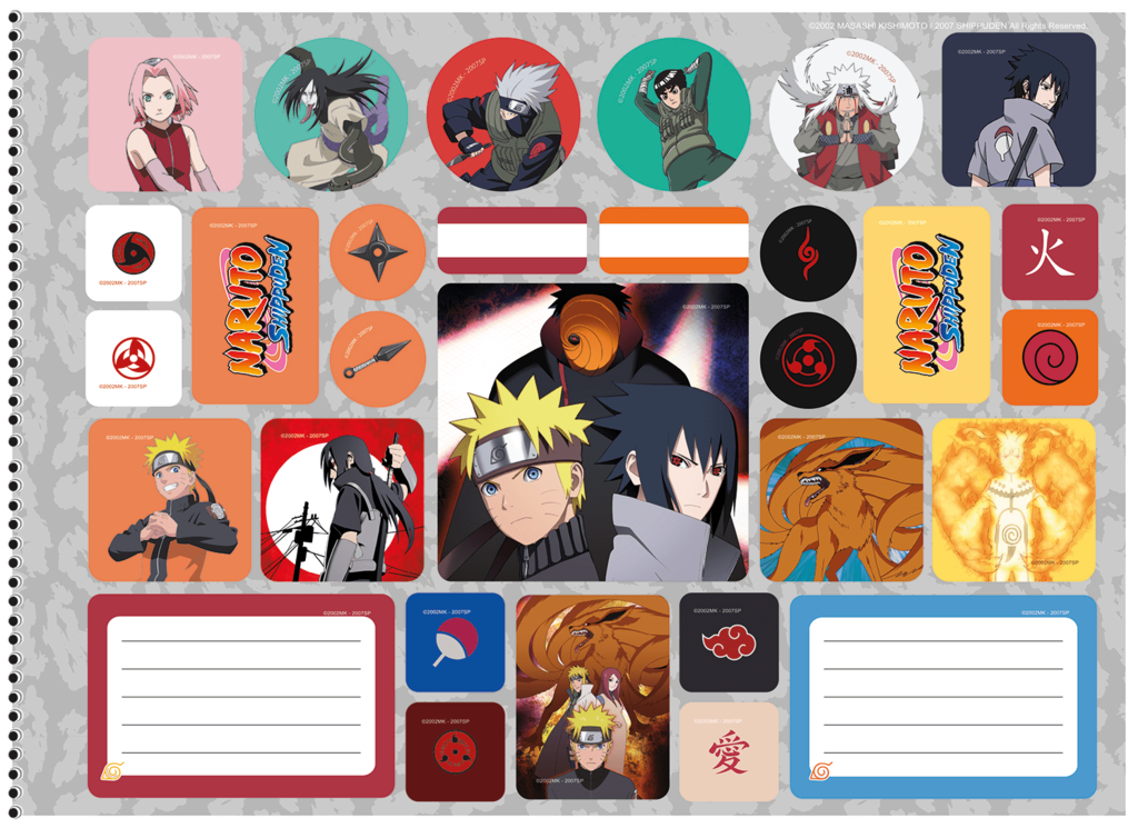 5 Cadernos Brochurão 96 Fls + Caderno Desenho Naruto Novo