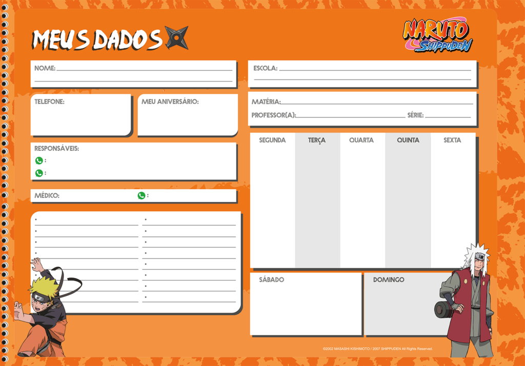 Caderno de desenho Naruto