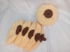 1 mama de crochê + capas mamilos diferentes - loja online