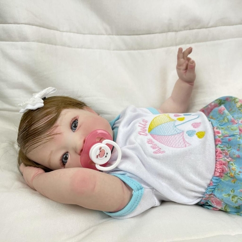 Boneca Bebê Reborn Rebeca Corpo de Tecido 50cm - Boneca Reborn Original  Silicone