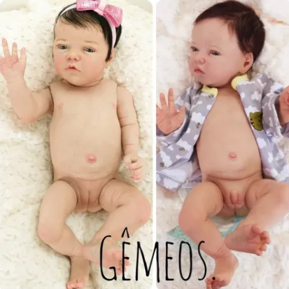 Bebe Reborn Corpo de Tecido Gemeas - Dondoquinha Reborn - Bebê Reborn