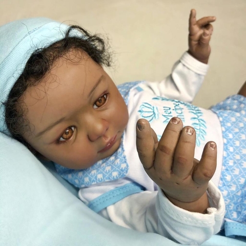 BEBÊ REBORN REALISTA MENINA KYLIN NEGRA