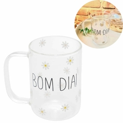 Caneca de Vidro Borossilicato Grande Bom Dia 280ml