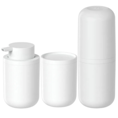 Imagem do Kit Conjunto 3 Peças para Banheiro Lavabo Completo Dispenser Porta Escova e Porta Algodão Bold