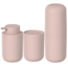 Kit Conjunto 3 Peças para Banheiro Lavabo Completo Dispenser Porta Escova e Porta Algodão Bold