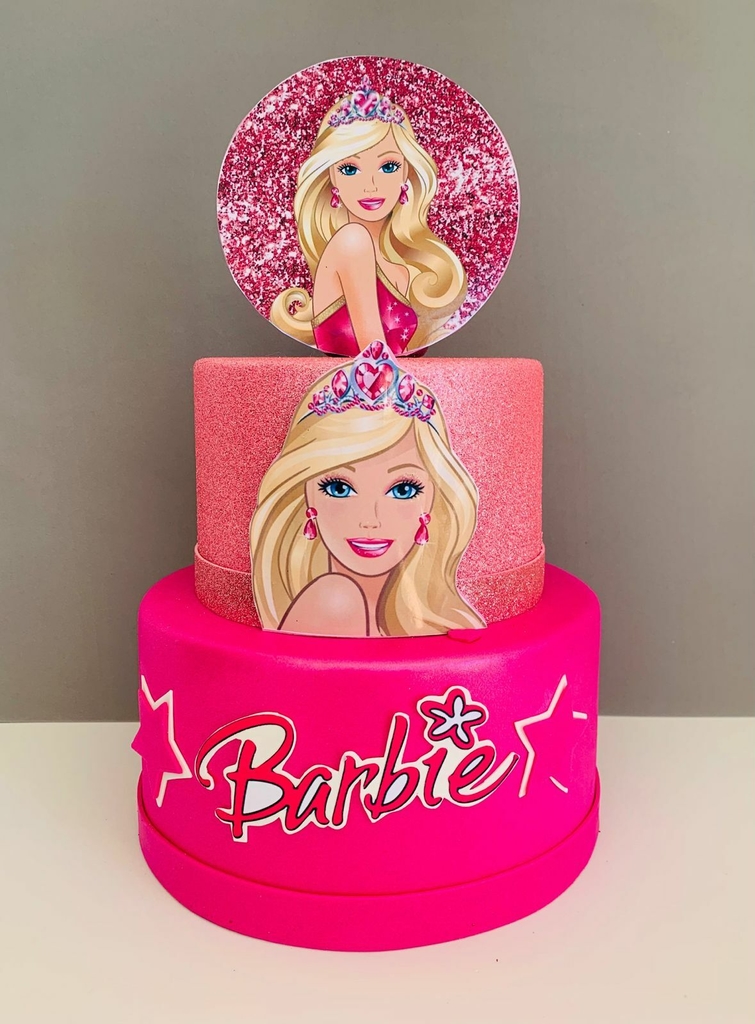 Topo de Bolo Barbie Glitter