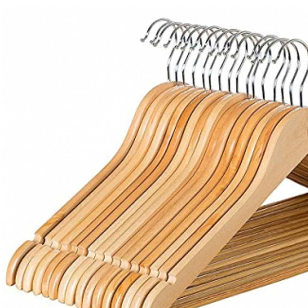 Perchas de madera natural (multiuso de 17 pulgadas) - Caja de 50