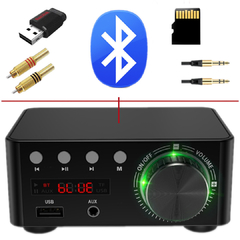 Amplificador de Som Bluetooth 5.0 USB Pendrive - Com Fonte Preto - comprar online