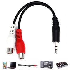 Cabo adaptador P2 stereo para 2RCA Femea aúdio 16,5cm