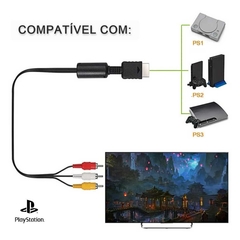 Cabo AV Playstation Ps1 Ps2 Ps3 Fat Slim audio e video 3 RCA - VIPO Eletrônicos - Áudio e Vídeo
