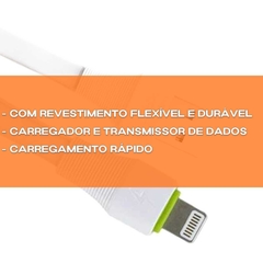 Cabo USB Kaidi iphone KD-331A Lightning Branco 200cm - VIPO Eletrônicos - Áudio e Vídeo