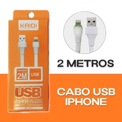 Cabo USB Kaidi iphone KD-331A Lightning Branco 200cm - comprar online