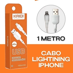 Cabo USB Kaidi Iphone KD-28A Lightning Branco 100cm - comprar online