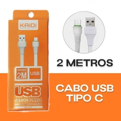 Cabo USB Kaidi tipo C KD-331C Branco 200cm - comprar online
