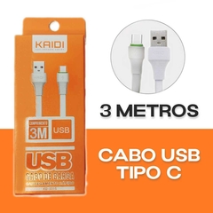 Cabo USB kaidi Tipo C KD-332C branco 300cm - comprar online