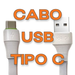 Cabo USB Kaidi tipo C KD-331C Branco 200cm - VIPO Eletrônicos - Áudio e Vídeo