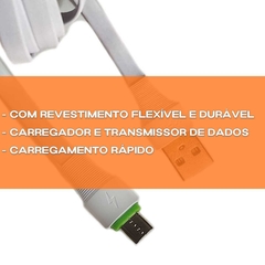 Cabo USB Kaidi Micro USB KD-331S V8 Branco 200cm - VIPO Eletrônicos - Áudio e Vídeo