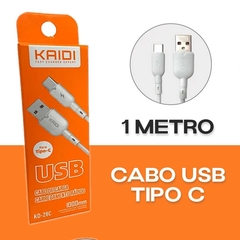 Cabo USB tipo C kaidi KD-28C Branco 100cm - comprar online